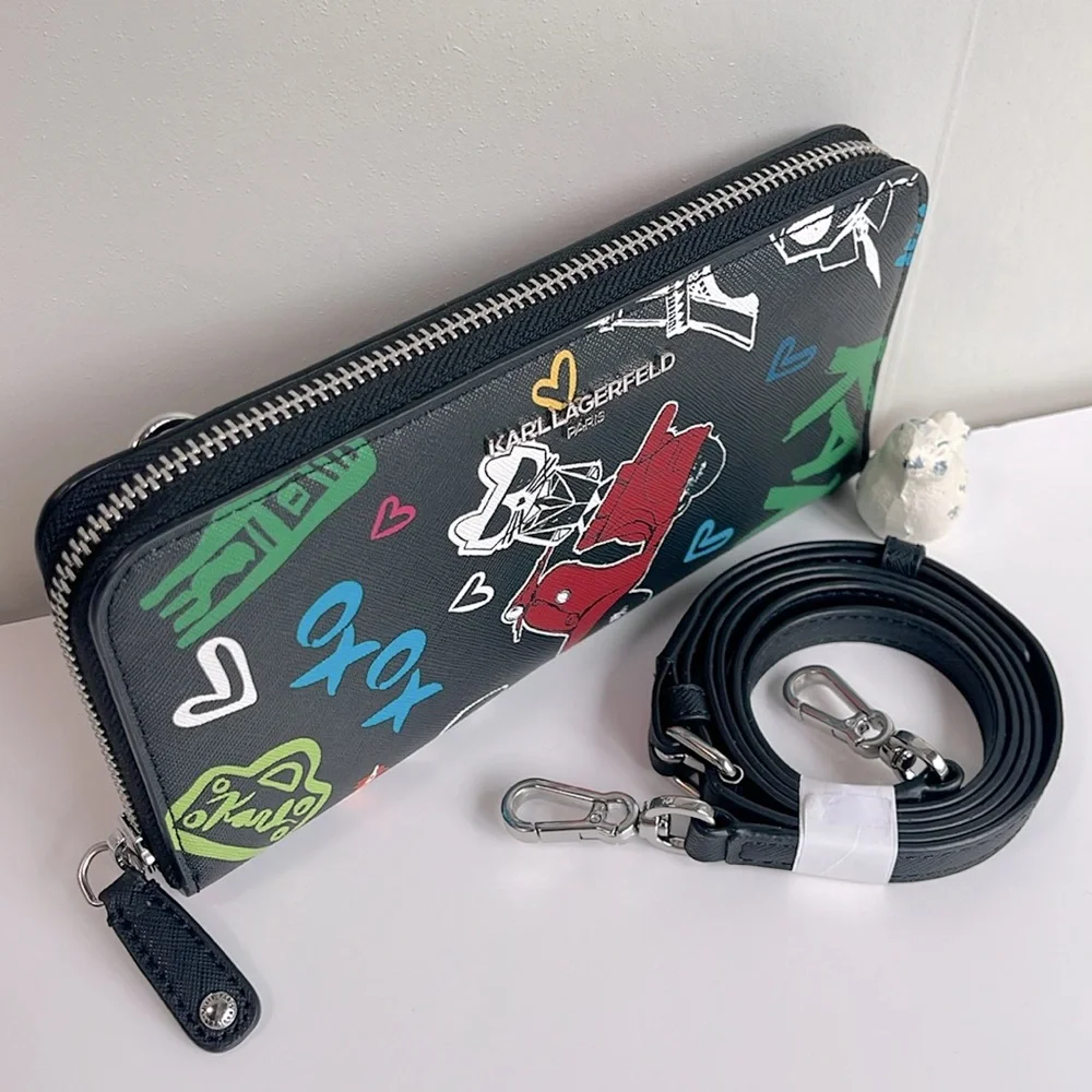 Karl Lagerfeld Paris Genuine Leather Wallet Crossbody